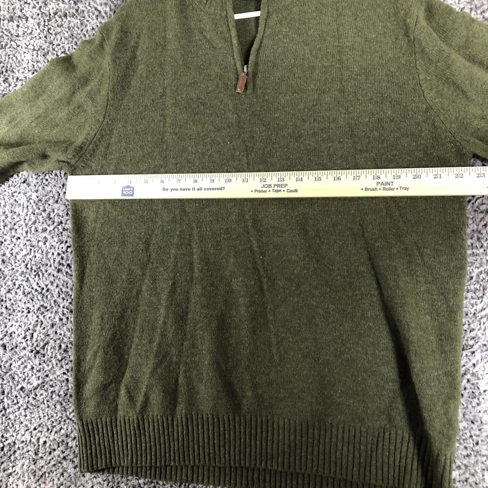 J. Crew Sweater Mens Large Green 1/4 Zip Mock Neck Lambswool Pullover Knit